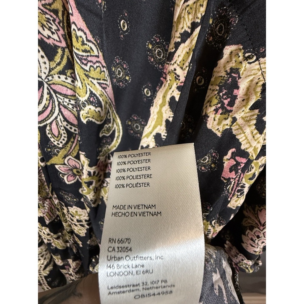 Free People Arzel Mini Dress Black Combo Paisley Festival Boho V Neck XS - Picture 16 of 16